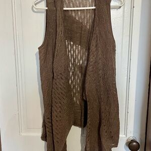 Eileen Fisher Brown Open Knit Women's Sweater Vest